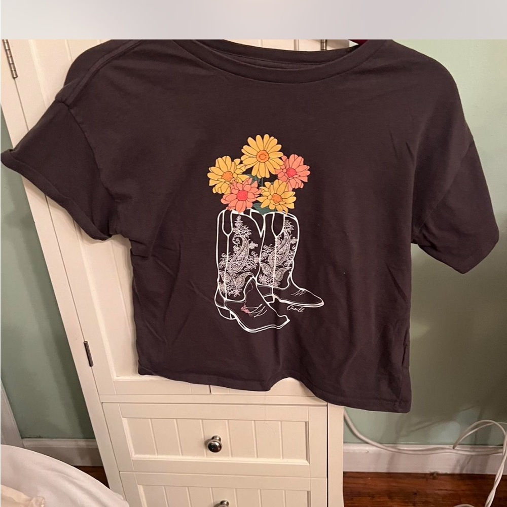 O'Neill Charcoal Tee with Floral Graphic